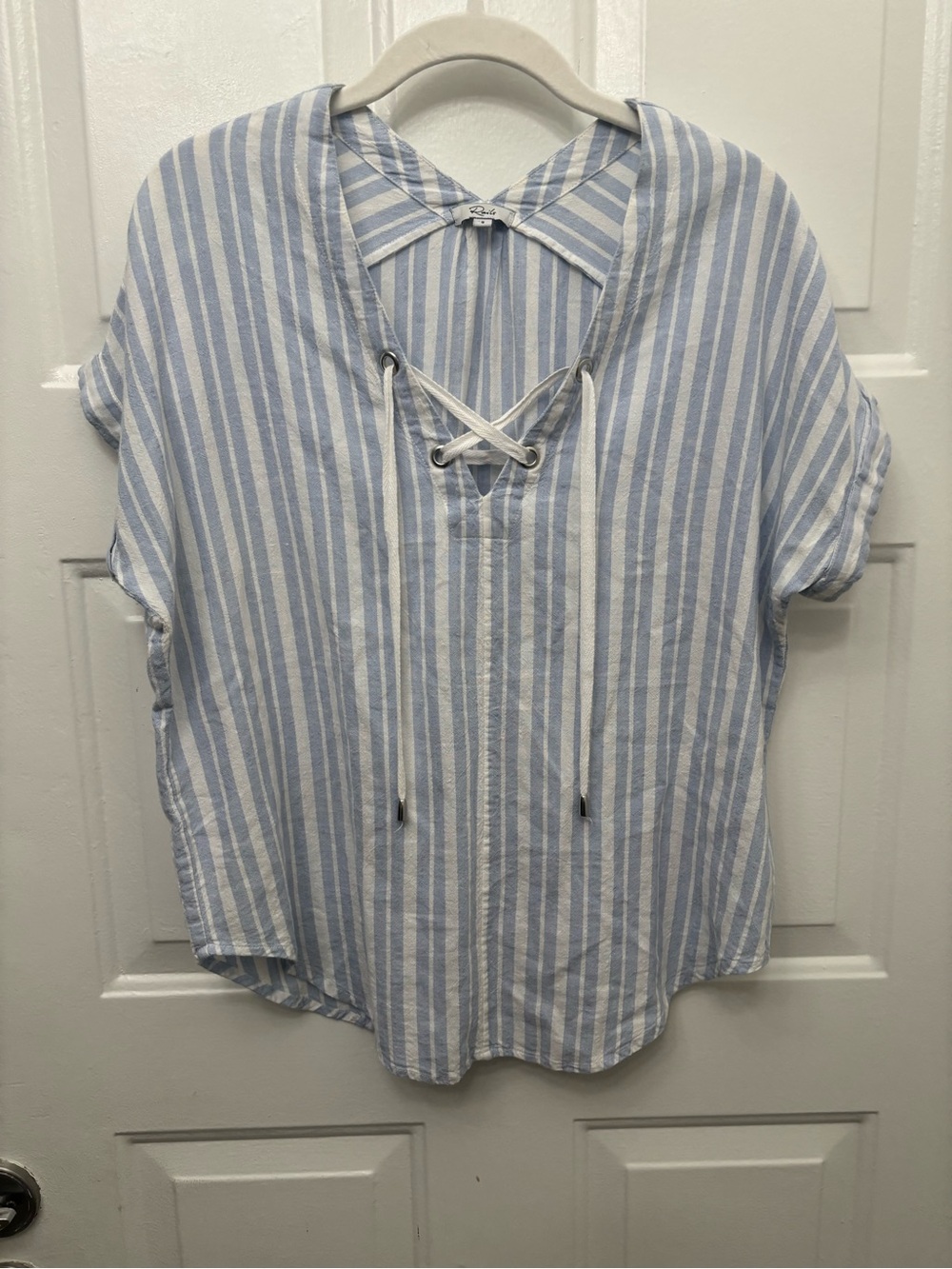 Rails Blue & White Striped Lace-Up Women's Top
